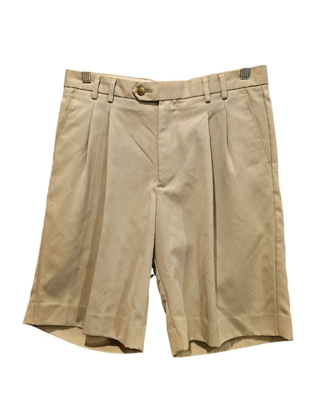 Cutter & Buck CB drytecl lux Shorts Mens 32 pleated Tan pleated golf business